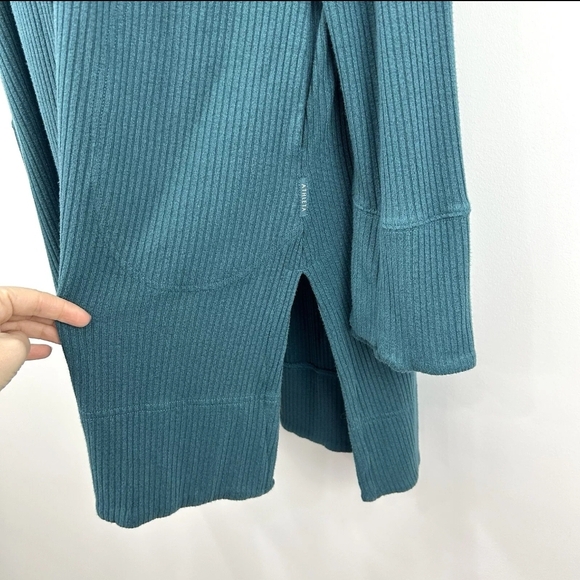 Athleta Women's Harmony Pose Wrap Cardigan Teal Long Sleeve Hooded Ribbed XL - Picture 6 of 14